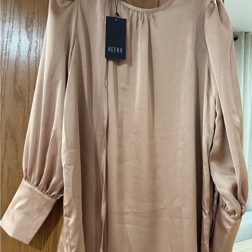 Refka Satin Blouse in Tan